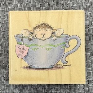 Vintage 1997 House Mouse Feeling Rosy rubber stamp feat. Maxwell